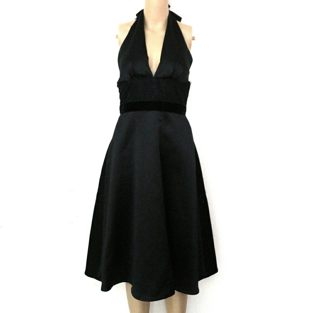🎃WHBM 2, Halter Open Back 50s Cocktail Dress - Picture 2 of 4